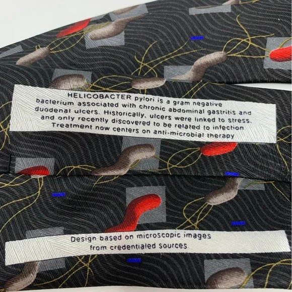 Infectious Awareables Neck Tie 100% Silk Hand Made Helicobacter Pylori Ulcers - Picture 5 of 6
